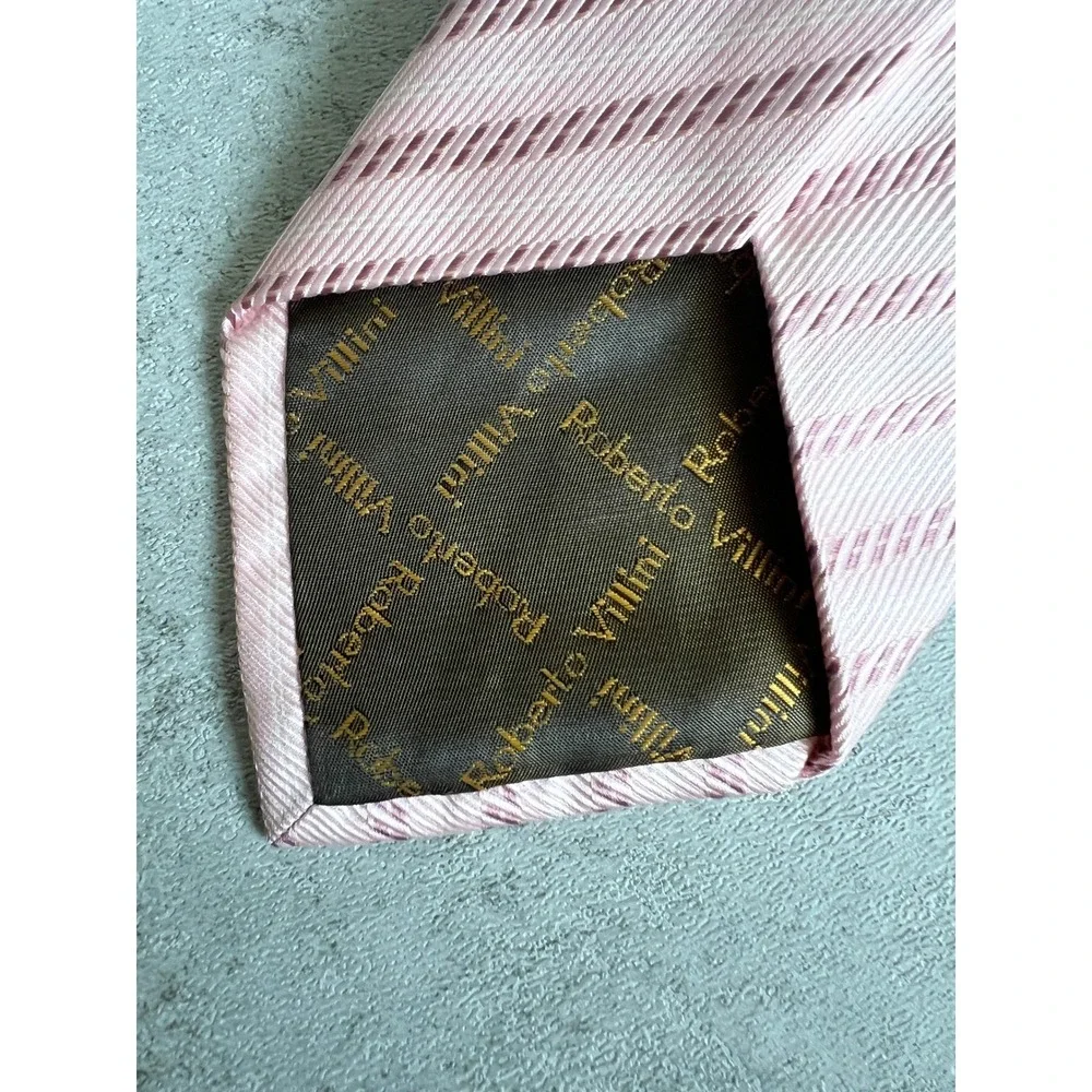 Roberto Villini Silk Tie Pink Diagonal Stripe Regular 3.75